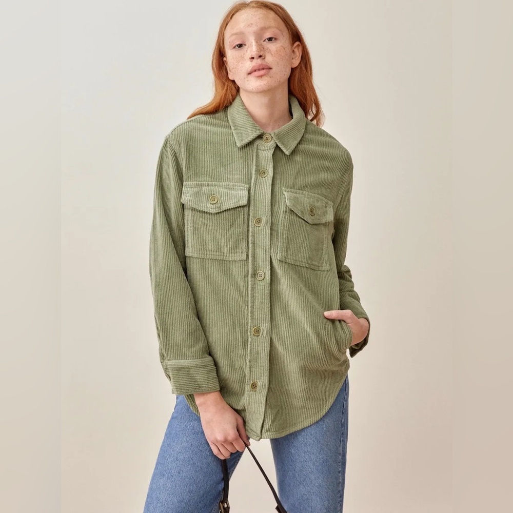 Reformation artichoke Green Corduroy Jacket size xs